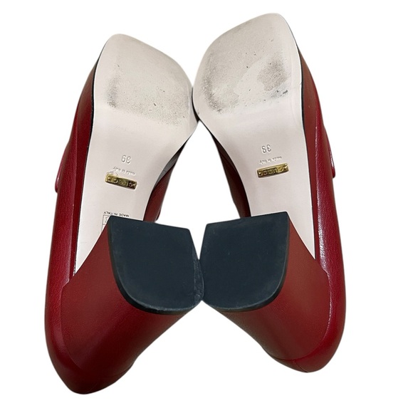 Gucci Goatskin Houdan Mid Heel Platform Loafers Hibiscus Red - Picture 7 of 9